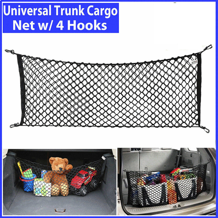 Trunk CARGO NET Car Nylon Elastic Mesh Organizer Truck SUV Universal 4 Hook Rear